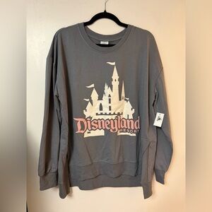 Disney Gray Long Sleeve Tee with Cream and Pink Castle Design